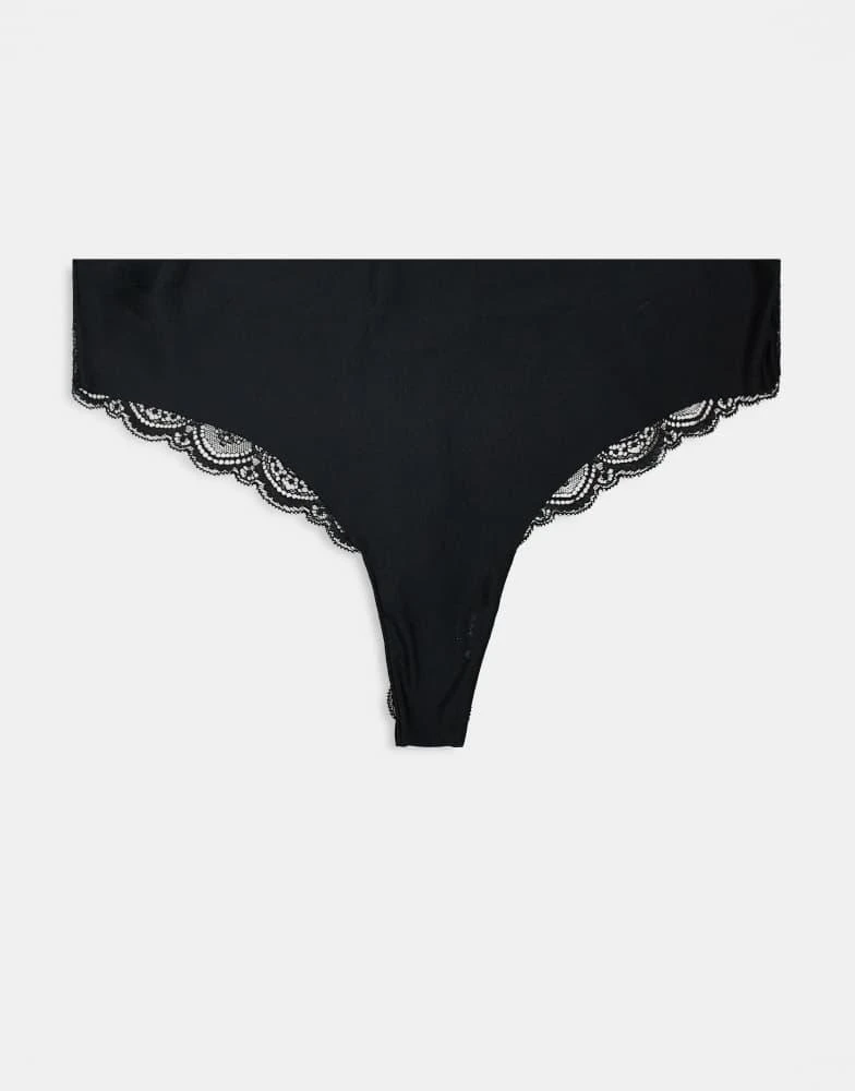 ASOS ASOS DESIGN Curve 3 pack no vpl & lace thong in black 1