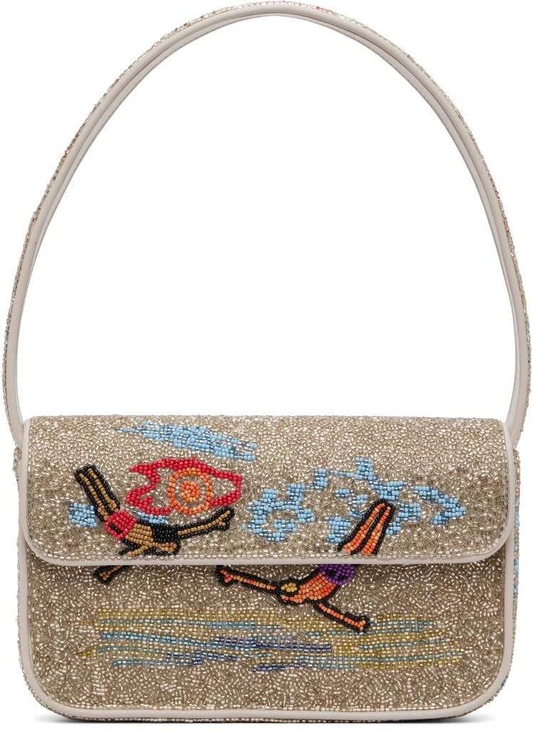 Staud Beige Tommy Beaded Bag