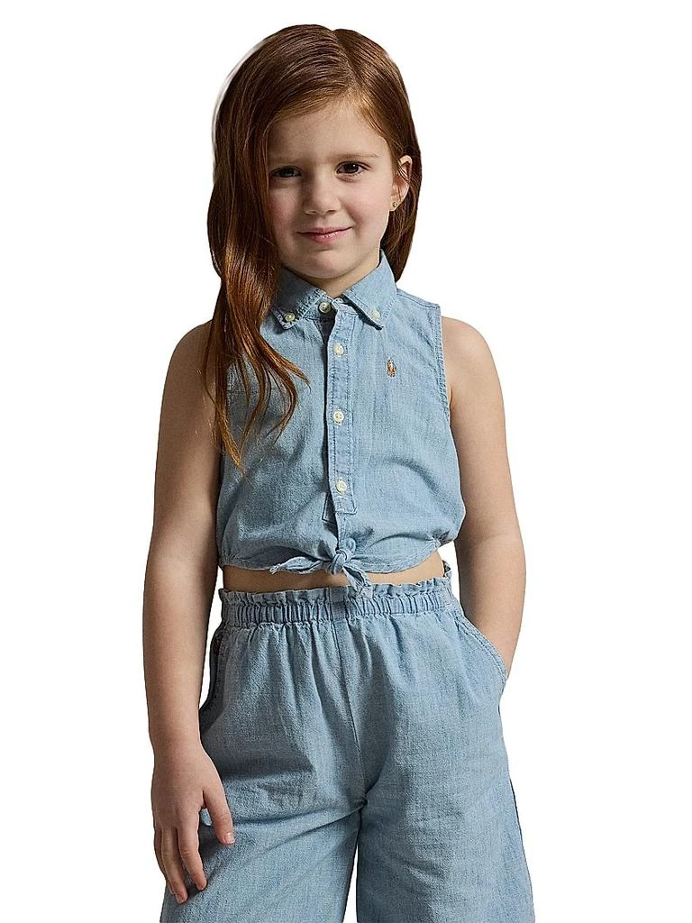 Ralph Lauren Little Girl's & Girl's 2-Piece Chambray Shirt & Pants Set 4