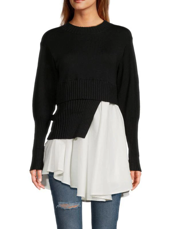 Avantlook Layered-Look Cropped Sweater & Shirt 1