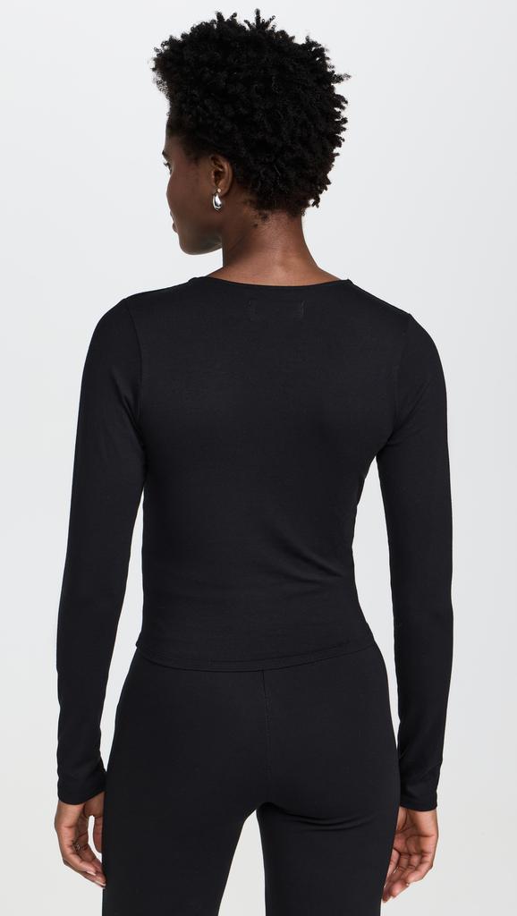 Les Tien Dan Deep V Neck Long Sleeve Tee