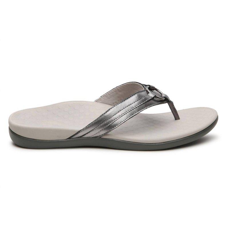 Vionic Women's Tide Aloe Orthotic Sandal Medium Width In Pewter Metallic