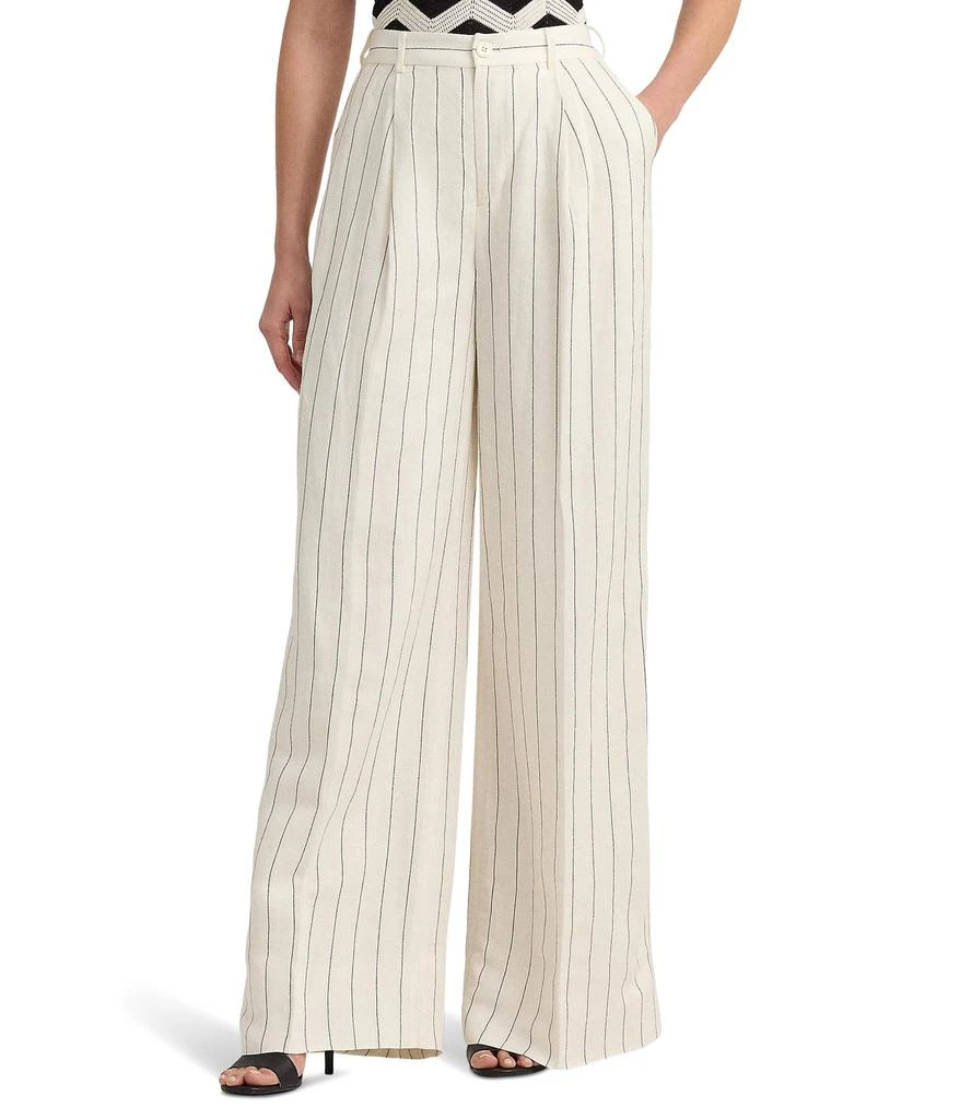 Ralph Lauren Striped Linen-Blend Wide-Leg Pants 1