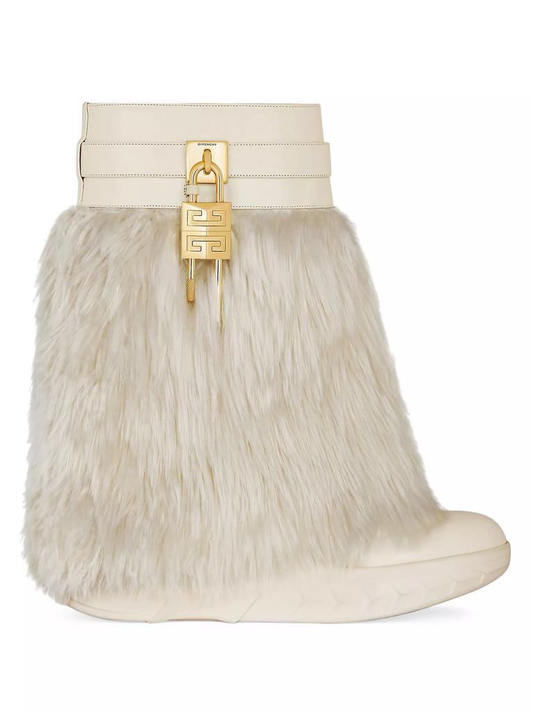 Givenchy Shark Lock Biker Low Heel Ankle Boots in Alpaca