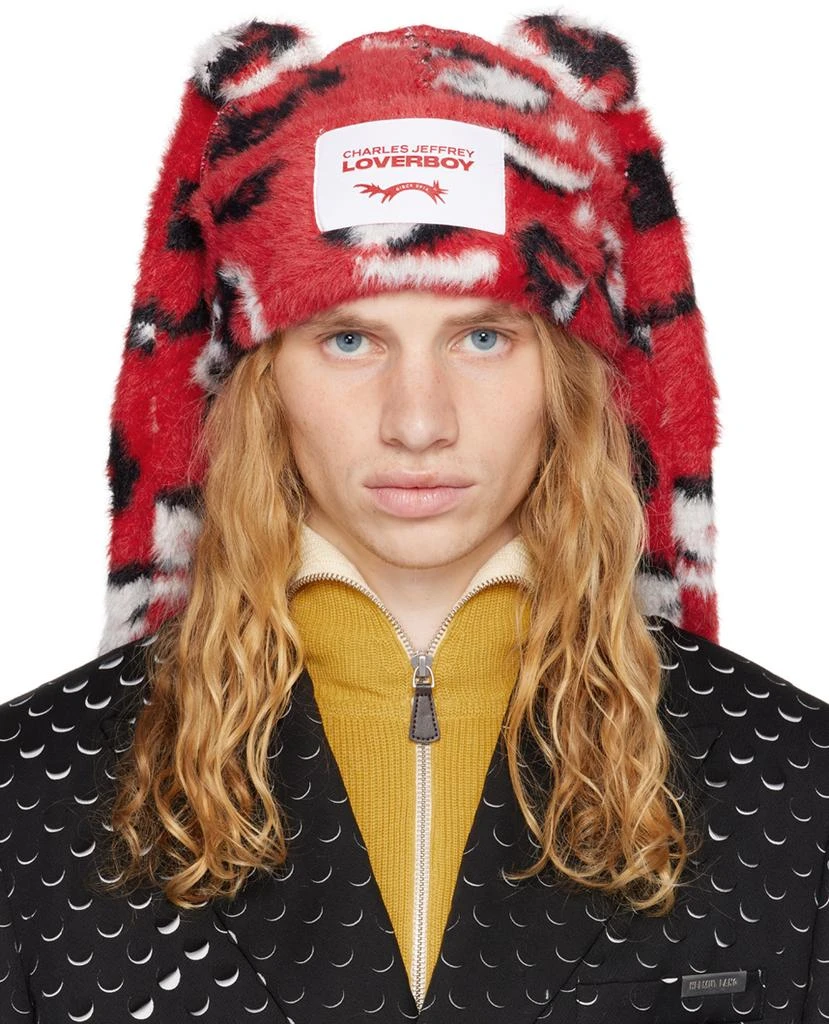 Charles Jeffrey Loverboy Red Fluffy Chunky Rabbit Beanie 1