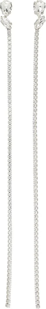 Jil Sander Silver Crystal Chain Drop Earrings