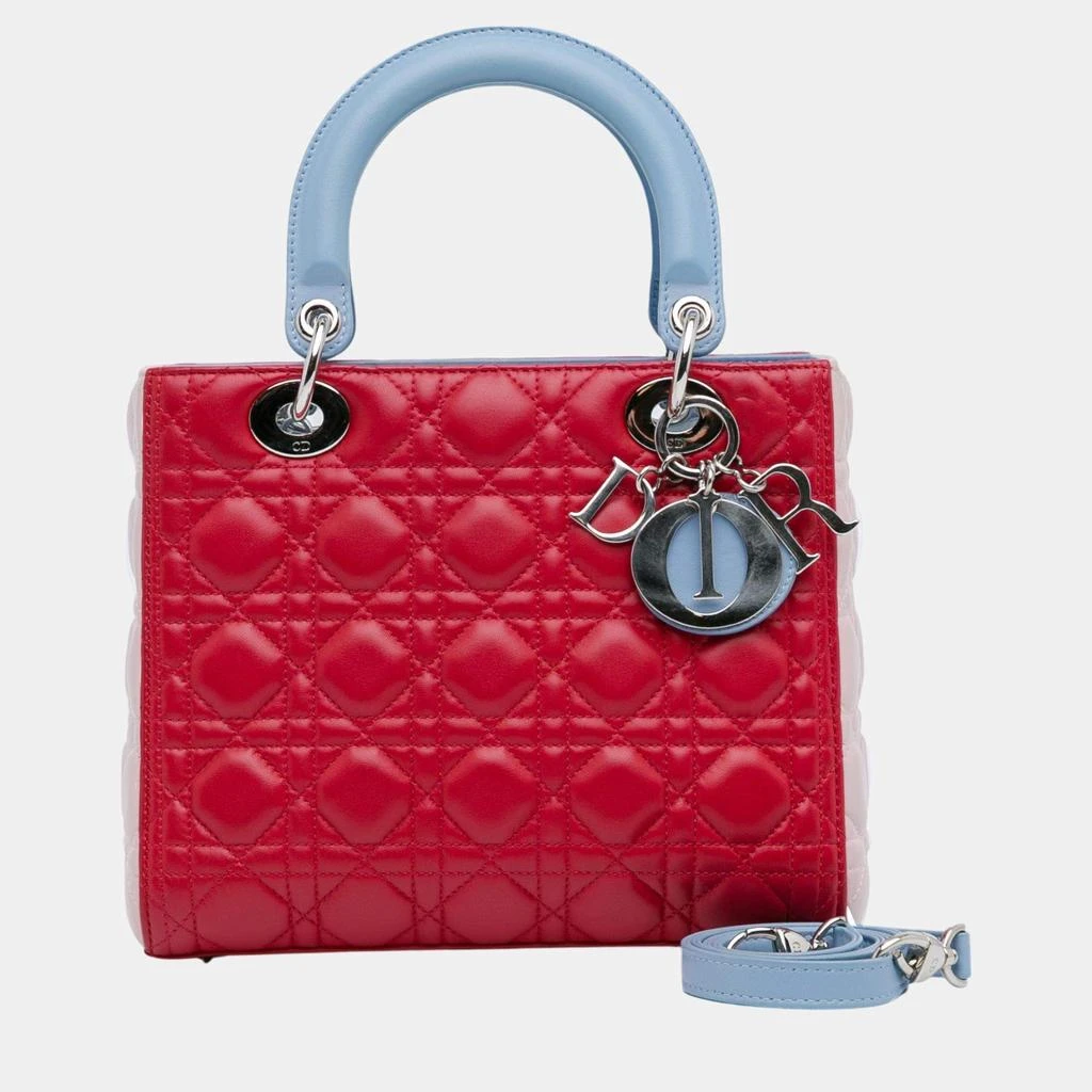 Dior Dior Red Medium Tricolor Lambskin Cannage Lady Dior 8