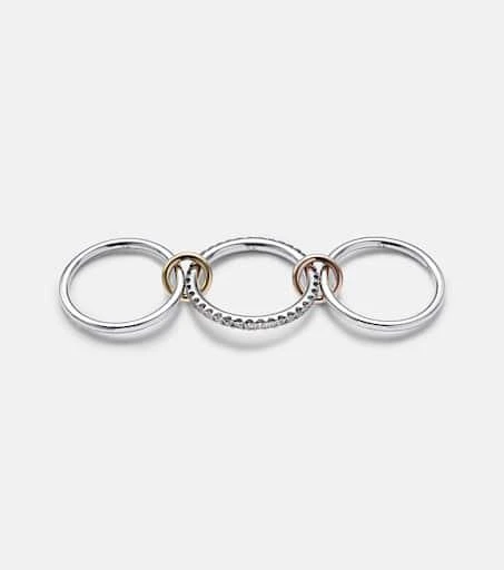 Spinelli Kilcollin Tigris MX Gris sterling silver ring with diamonds and yellow and rose gold connectors 4