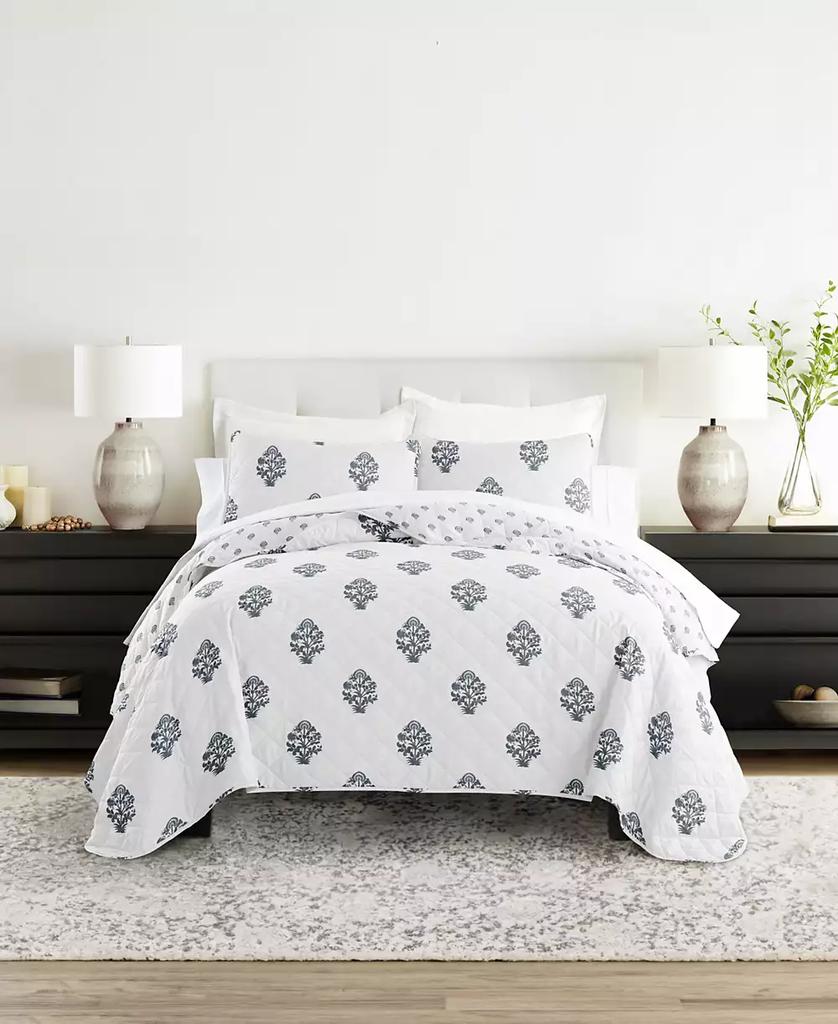 IENJOY HOME Stamped Bloom Reversible 3-Pc. Quilt Set