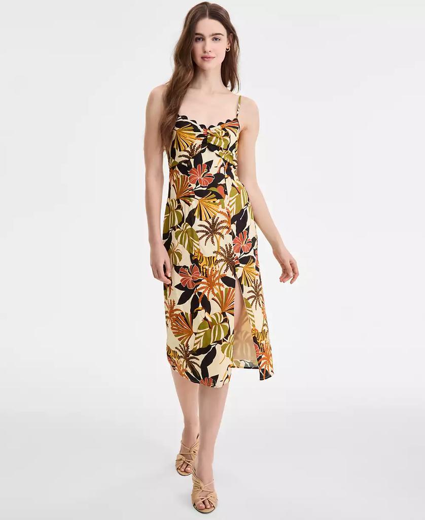 ROW A Juniors' Scalloped Printed Slip Midi Dress