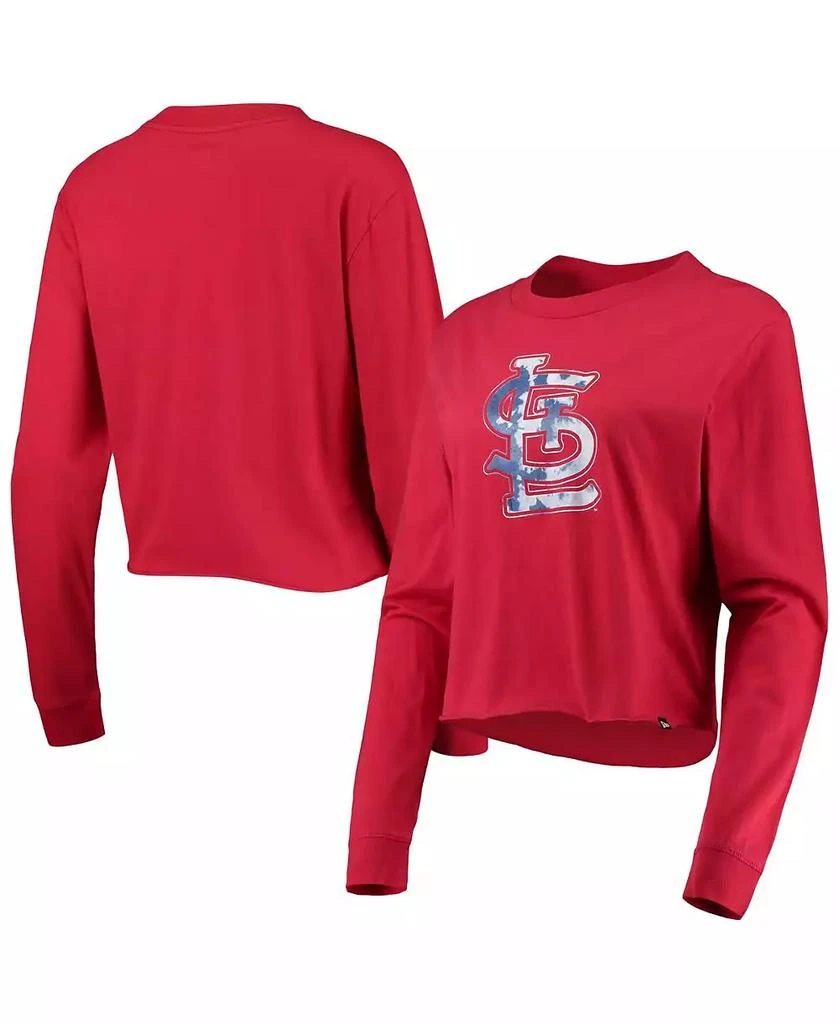 New Era Women's Red St. Louis Cardinals Baby Jersey Cropped Long Sleeve T-shirt 1
