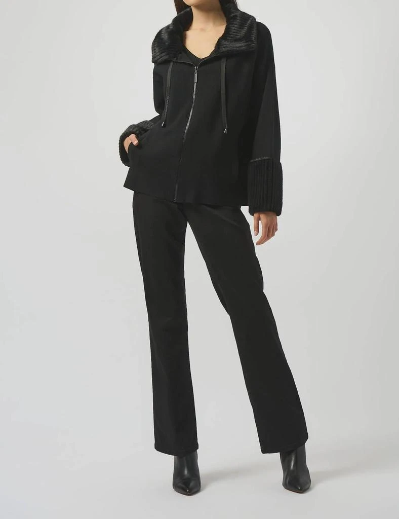 JOSEPH RIBKOFF Joseph Ribkoff - Sweater Knit Coat With Fur Trim