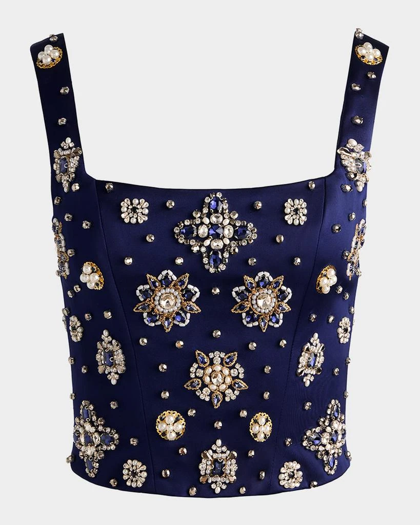 Alice + Olivia Lilianna Embellished Satin Corset Top