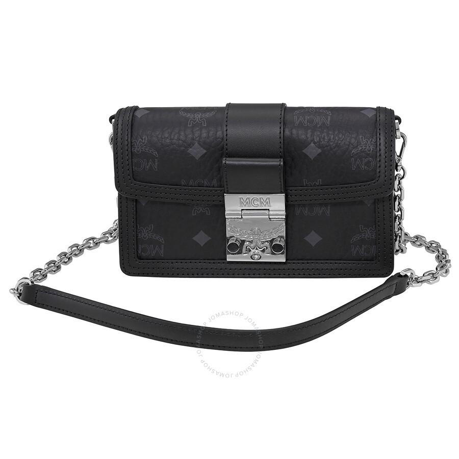 MCM Ladies Gretl Crossbody in Black Visetos