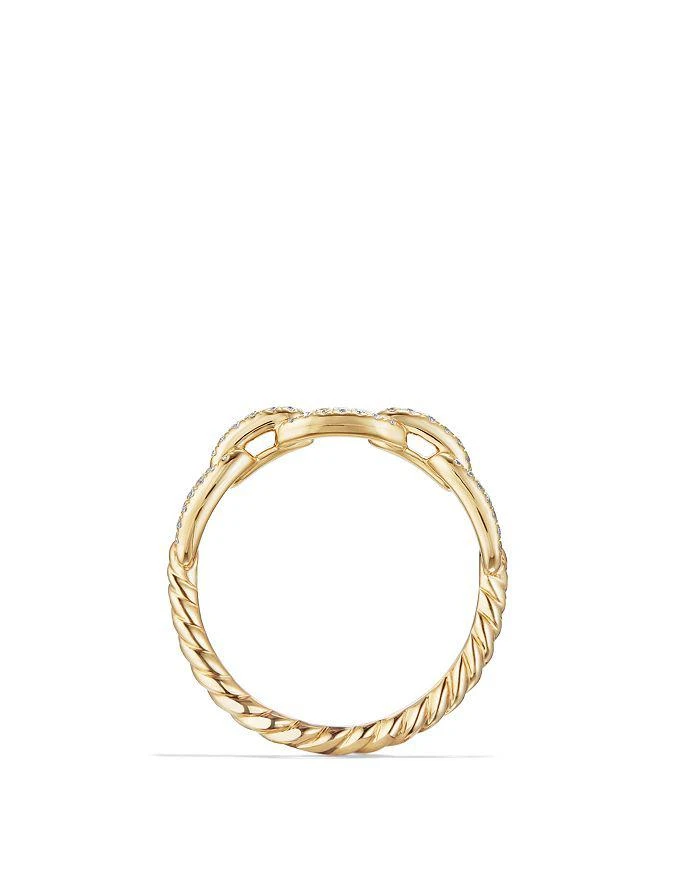 David Yurman Stax Single Row Pavé Chain Link Ring with Diamonds in 18K Gold 4