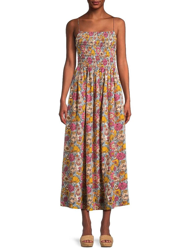 Birds of Paradis Carmen Smocked Floral Maxi Dress 3