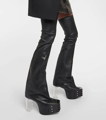 Rick Owens Platform leather over-the-knee boots 4