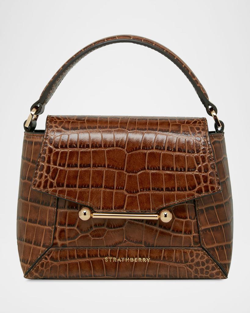 Strathberry Mosaic Nano Croc-Embossed Leather Crossbody Bag