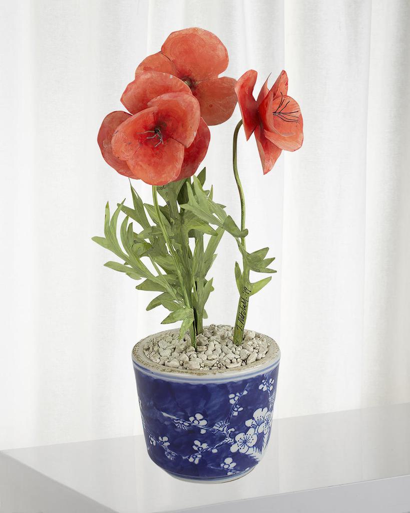 Tommy Mitchell Poppy August Birth Flower in Ceramic Pot