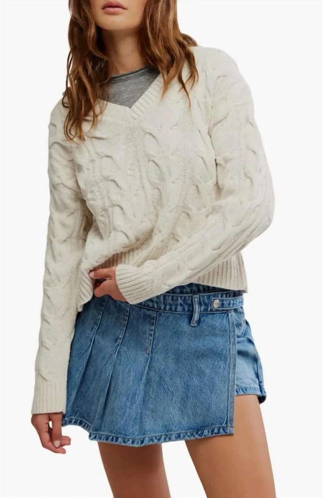 Free People Free People - Washed Cable Neck Sweater 1