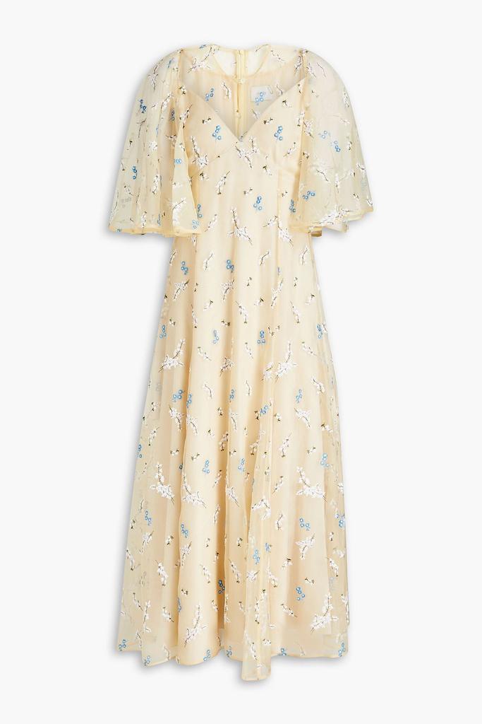 Erdem Alice cape-effect embroidered organza midi dress