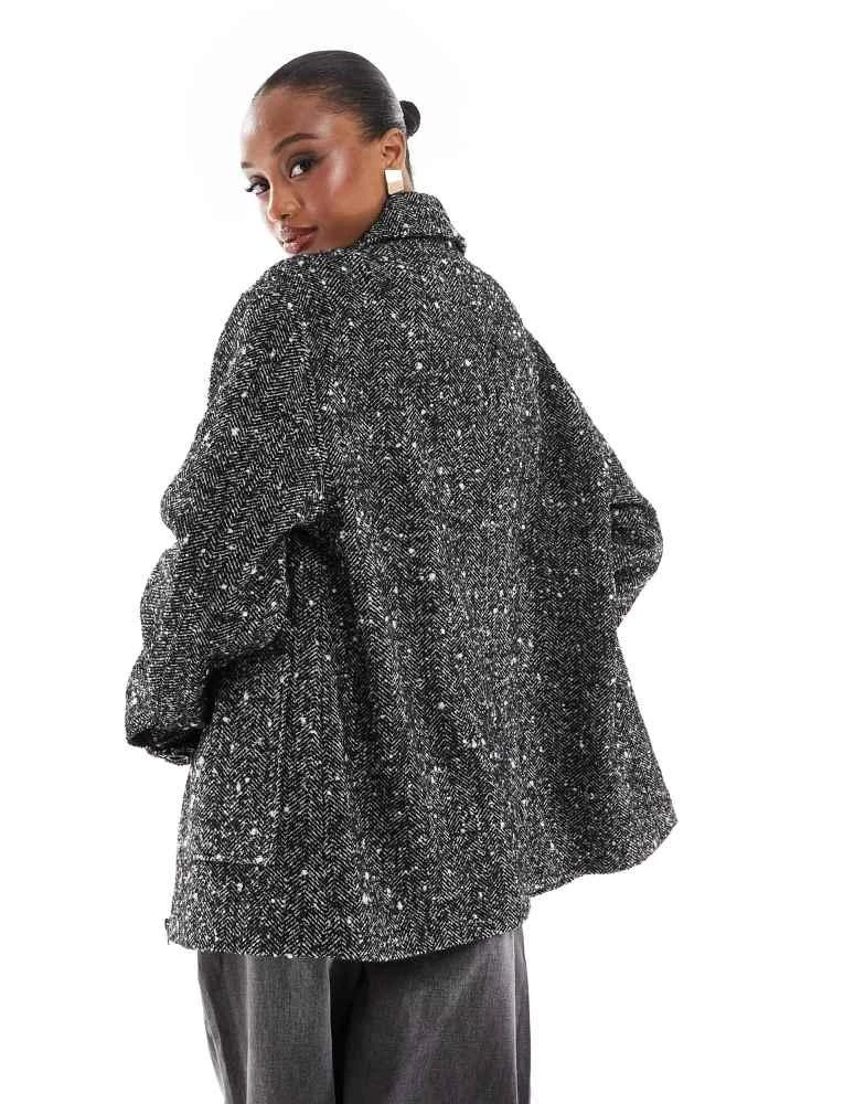 ASOS ASOS DESIGN Tall top collar harrington jacket in texture 4