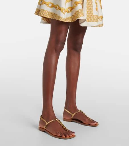 Versace Metallic leather thong sandals 4