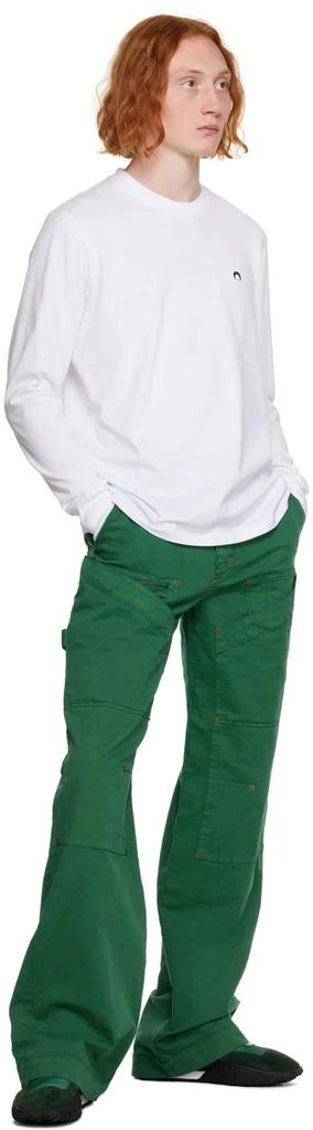 MARINE SERRE White Embroidered Long Sleeve T-Shirt 4