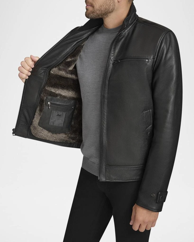 Andrew Marc Men's Leather Jacket with Removable Faux Fur Lining 3