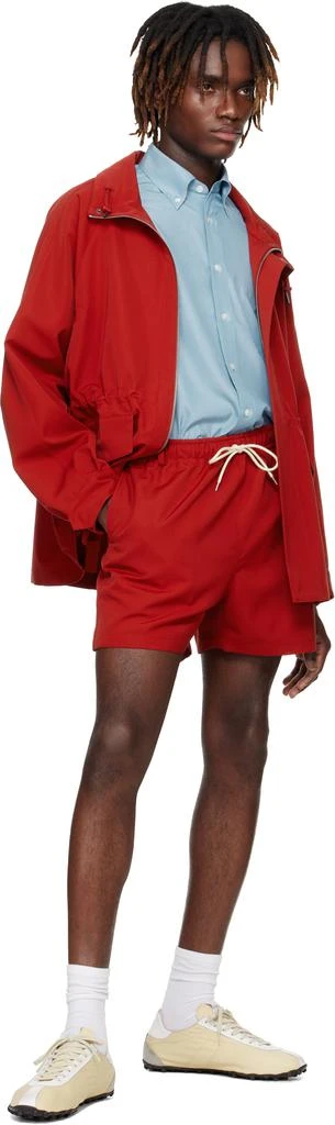 AURALEE Red Wool Max Canvas High Neck Zip Jacket 4