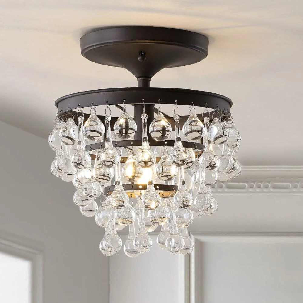 JONATHAN Y Toronto 10" Metal/Crystal LED Flush Mount