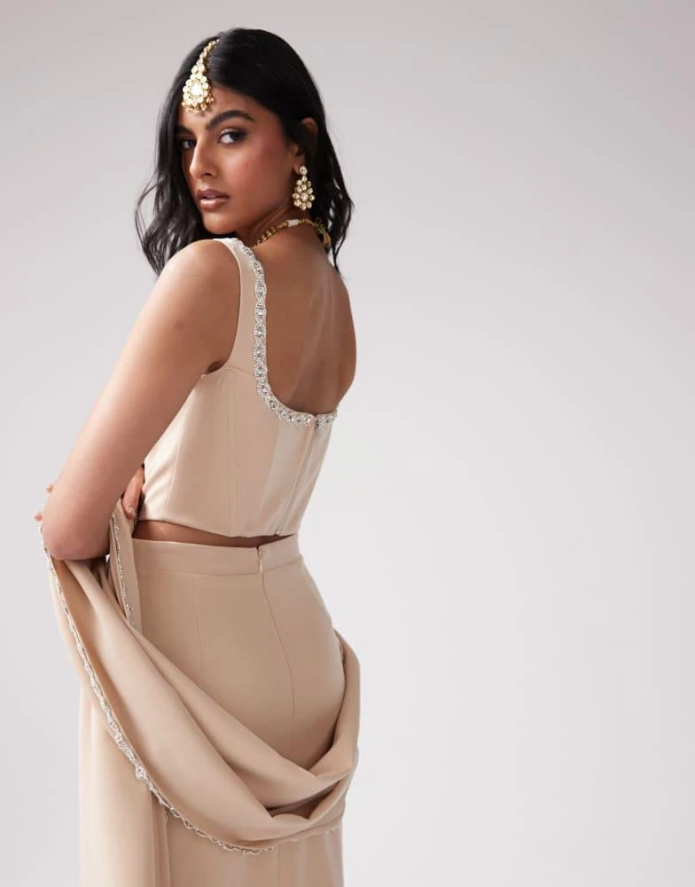 Kanya London Kanya London jewel trimmed corset top co-ord in gold 4