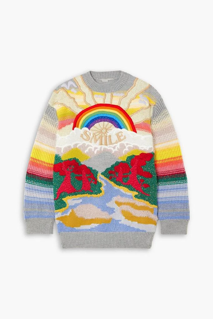 Stella McCartney Festive Smile embroidered intarsia wool-blend sweater 1
