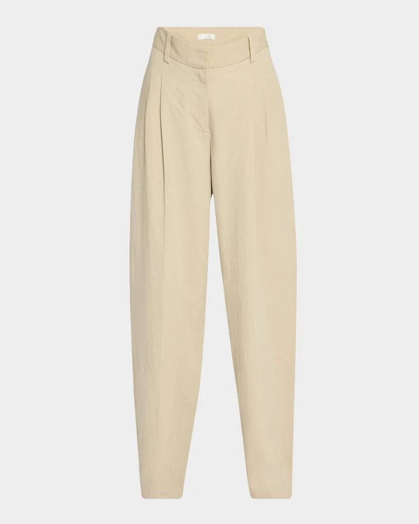 The Row Lilas Pleated Wide-Leg Cotton-Linen Pants 1