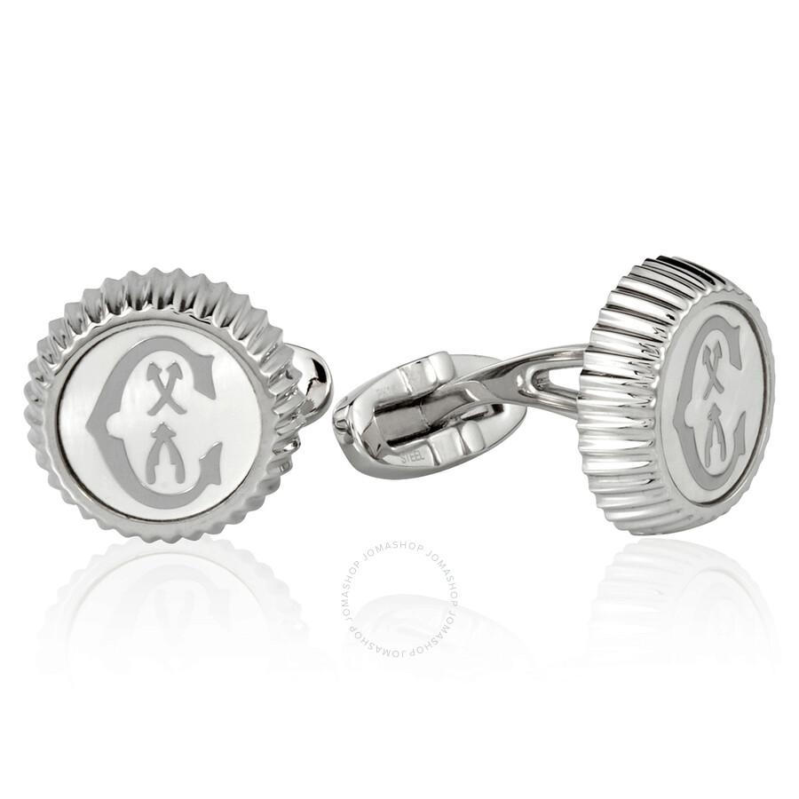 Charriol Men's Cufflinks Steel / White Mother Of Pearl