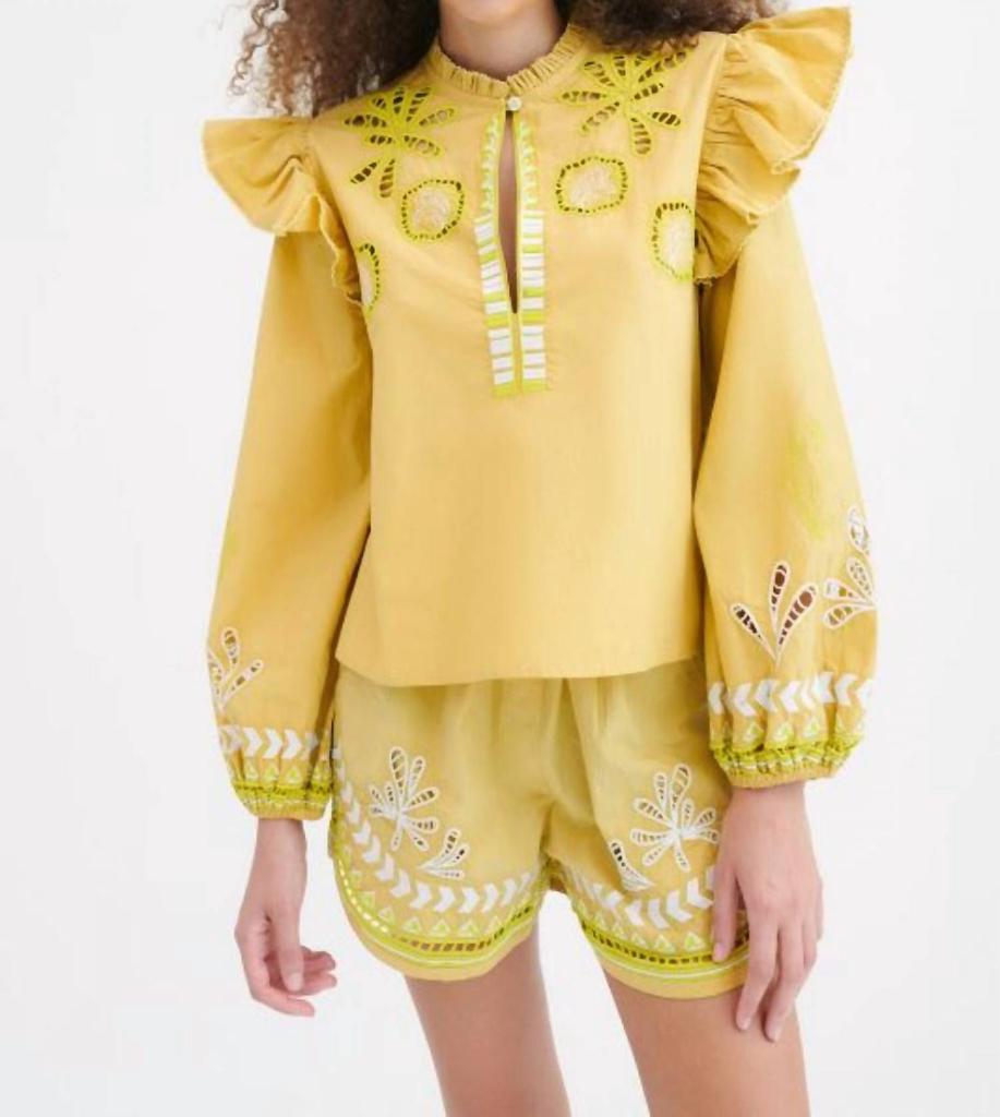 Chufy Dilli Embroidered Blouse In Soumy Olive