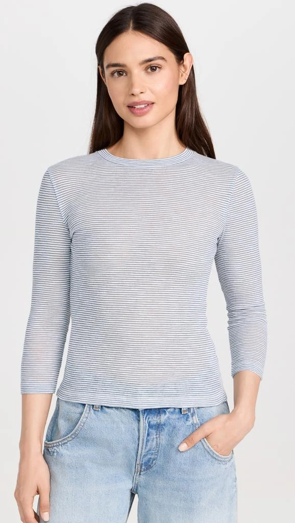 Vince Micro Stripe 3/4 Sleeve Crew Tee 6
