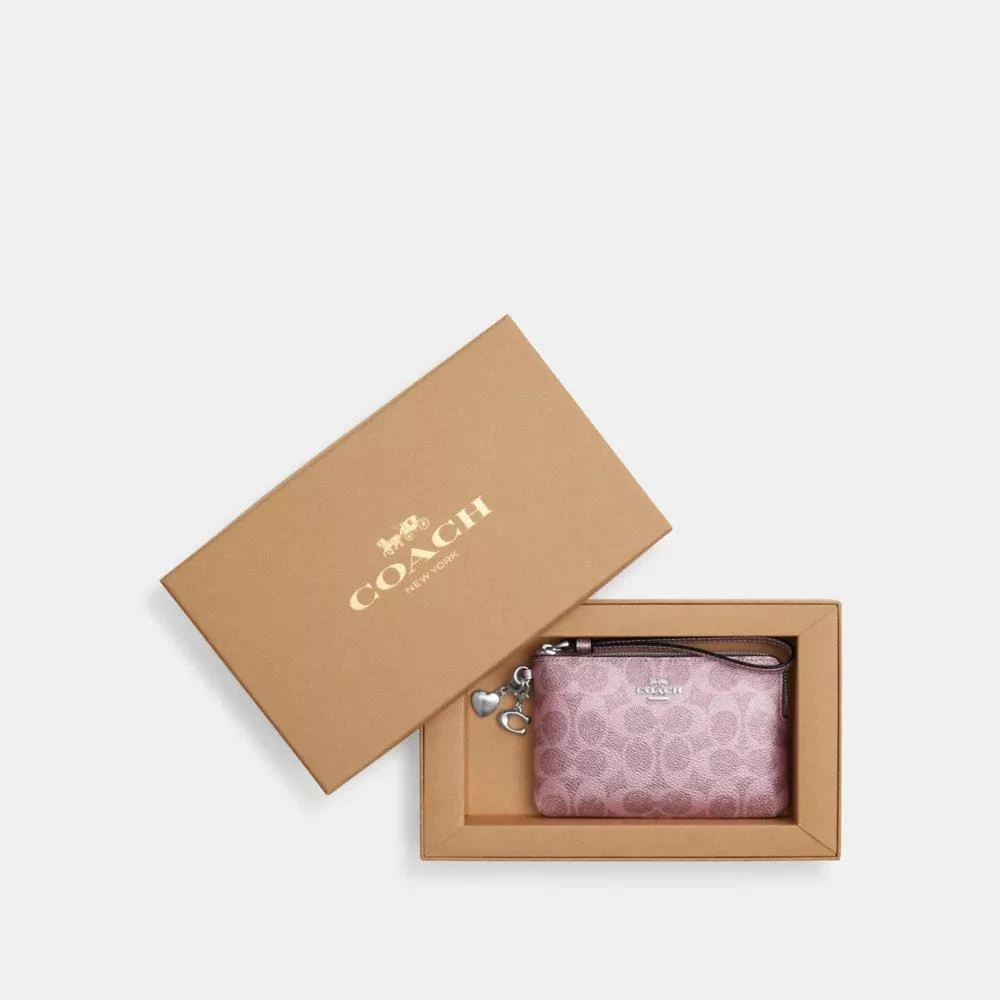 Coach Boxed Corner Zip Wristlet In Signature Canvas With Charms 2