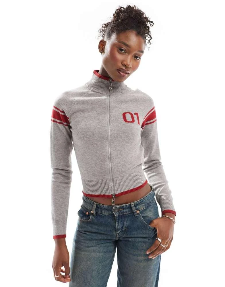 Motel Motel tacita zip through jumper in grey 1