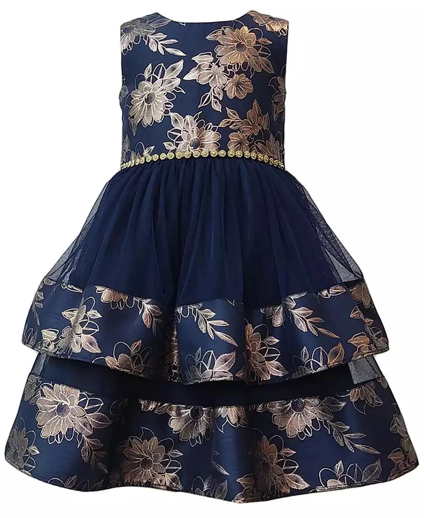Bonnie Jean Little Girls Tiered Foiled Floral Party Dress 1