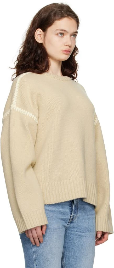 Totême Beige Embroidered Wool Cashmere Knit Sweater 2