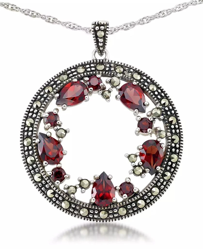 Macy's Garnet (2-3/8 ct. t.w.) & Marcasite Pendant on 18" Chain in Sterling Silver 1