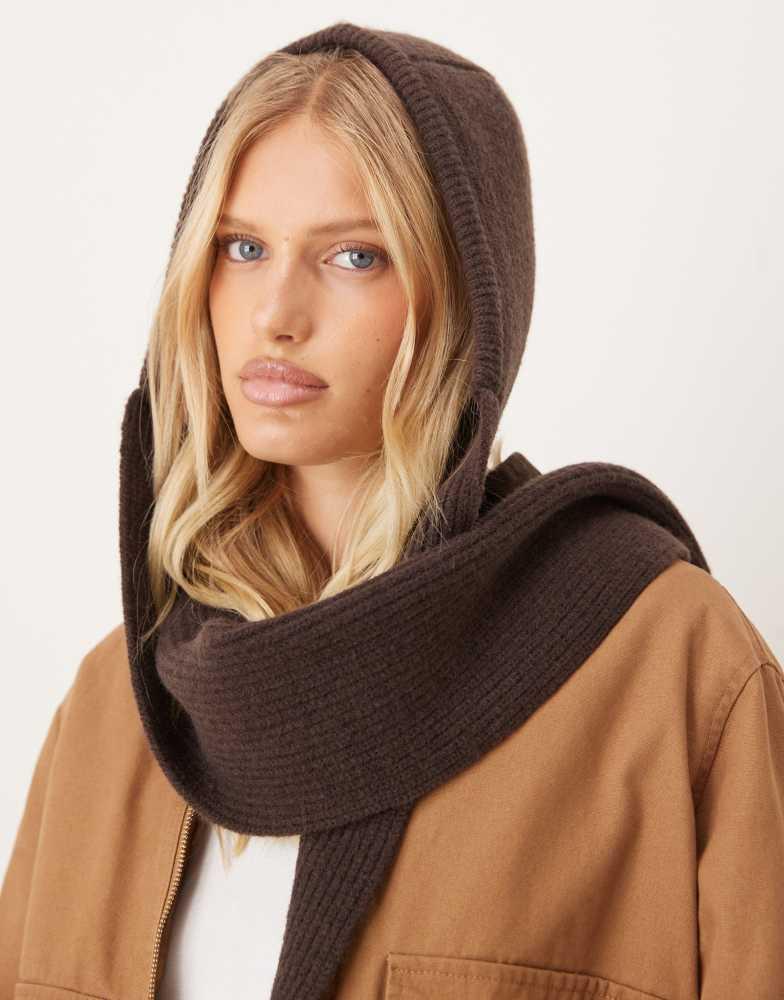 My Accessories My Accessories hooded scarf in brown