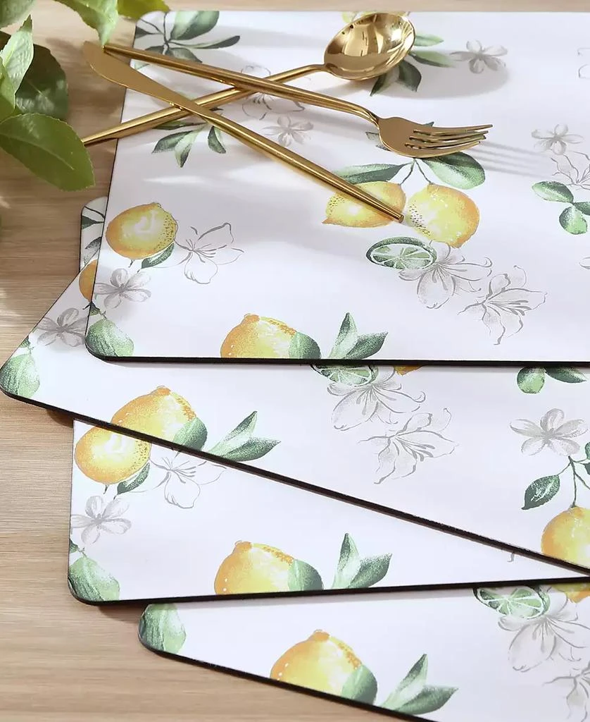 Laura Ashley Lemon Floral Cork Placemats Set of 4, 16" x 12" 2