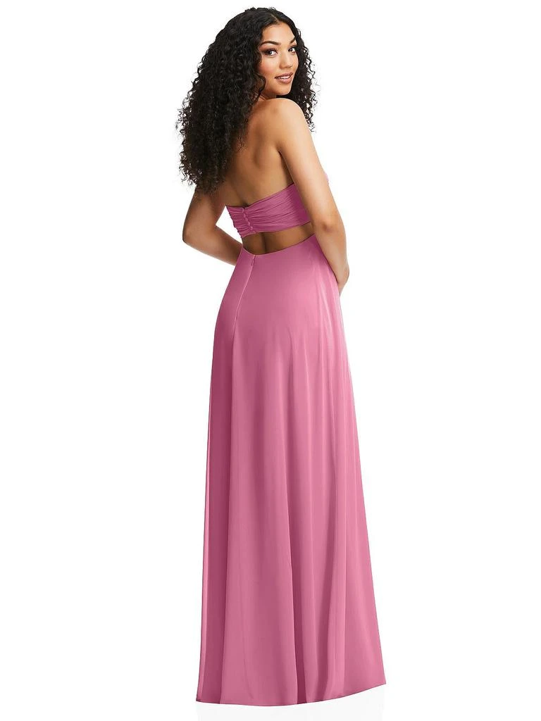 Dessy Collection Strapless Empire Waist Cutout Maxi Dress with Covered Button Detail 2
