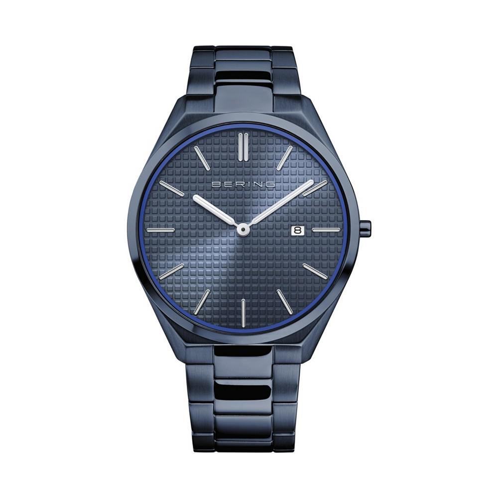 Bering Men's Ultra Slim Blue Stainless Steel Bracelet Watch 40mm