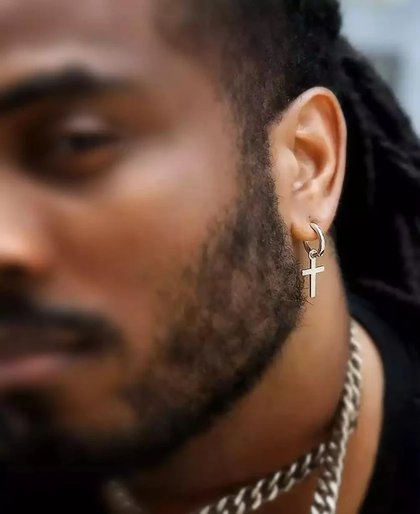 Rhona Sutton Men
s Classic Cross Hoop Earrings in Sterling Silver 2