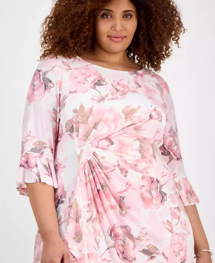 Connected Plus Size Printed Boat-Neck Sheath Dress 3