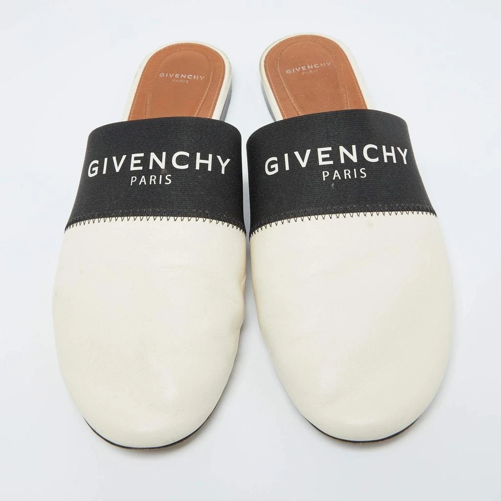 Givenchy Givenchy Black/White Leather and Elastic Bedford Flat Mules Size 40.5 3