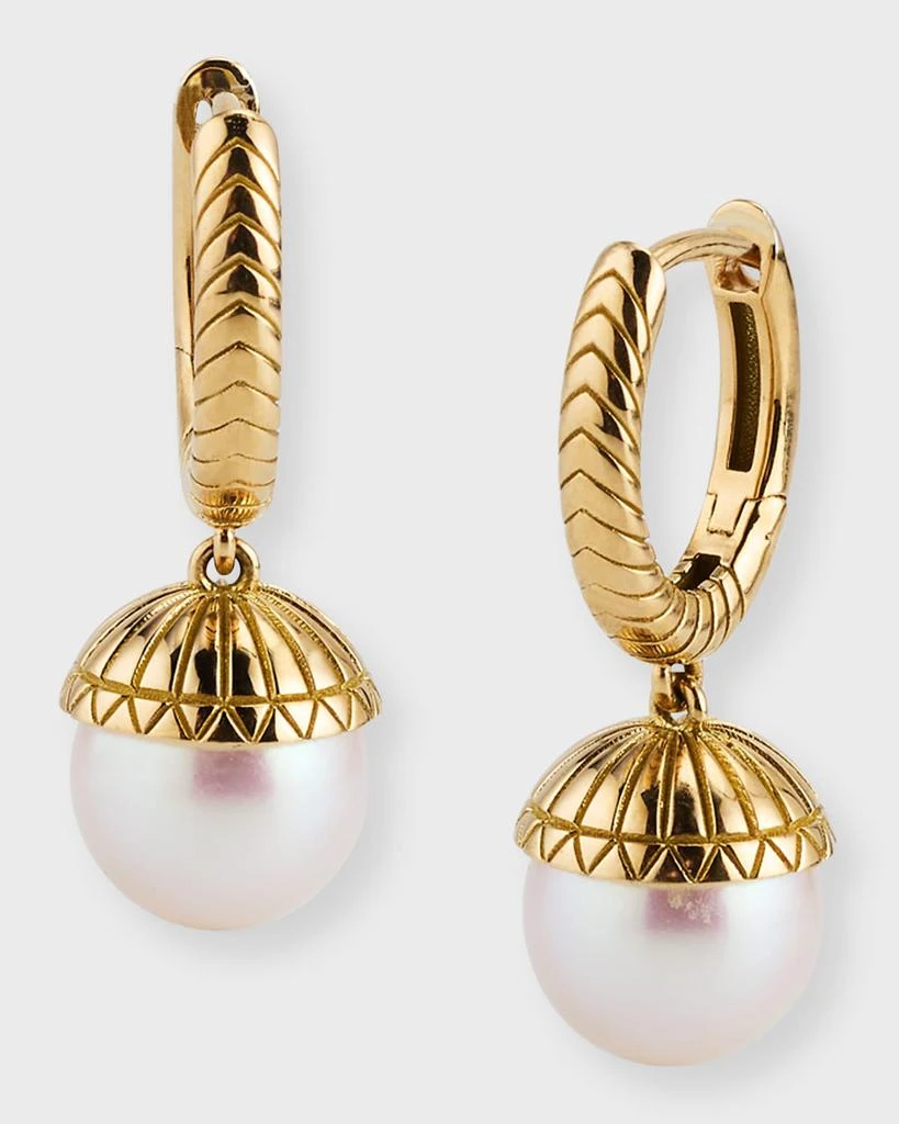 Harwell Godfrey White Pearl Drop Huggie Earrings